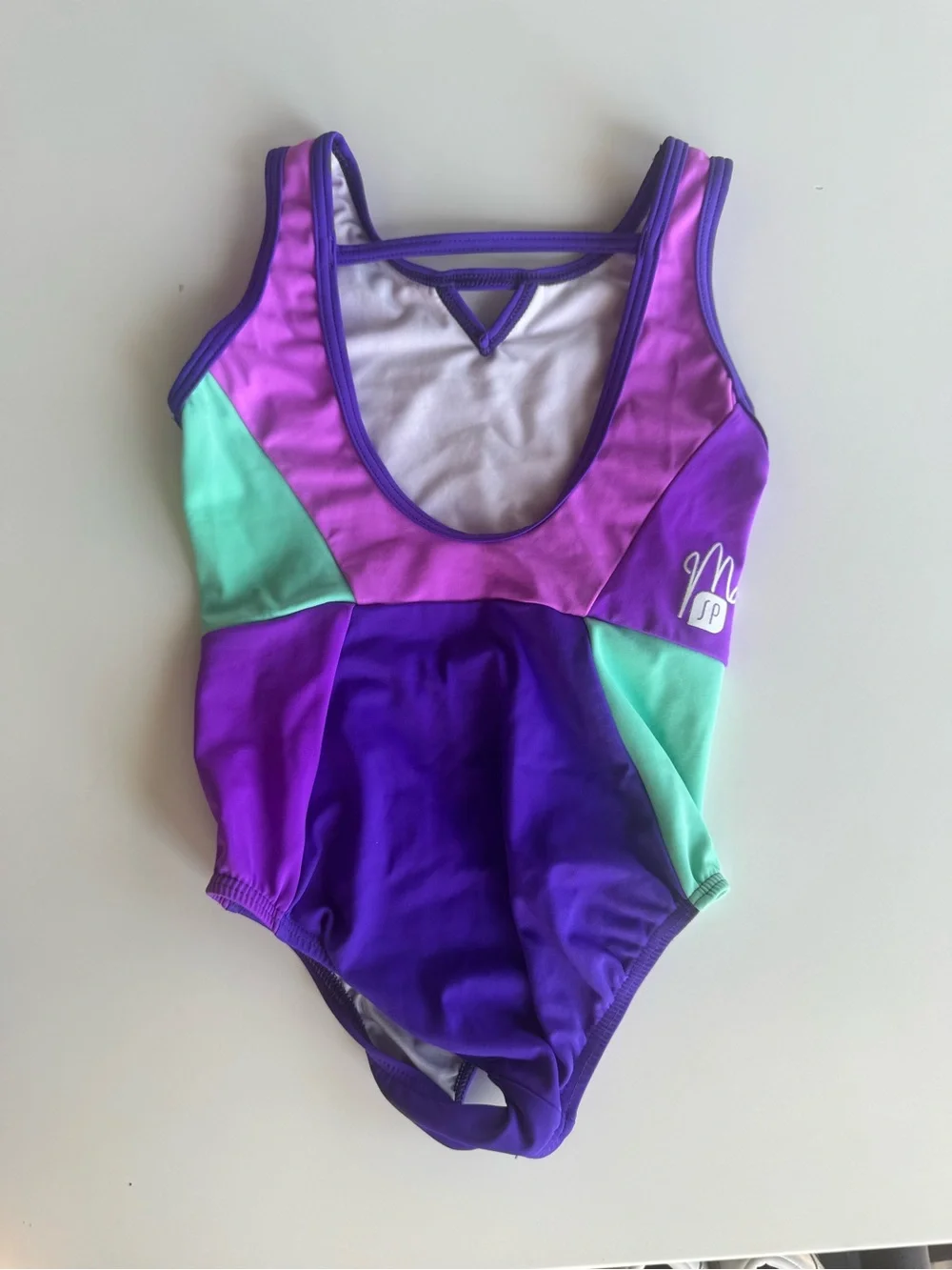 Girls' Colorblock Gymnastics Leotard – Purple & Mint